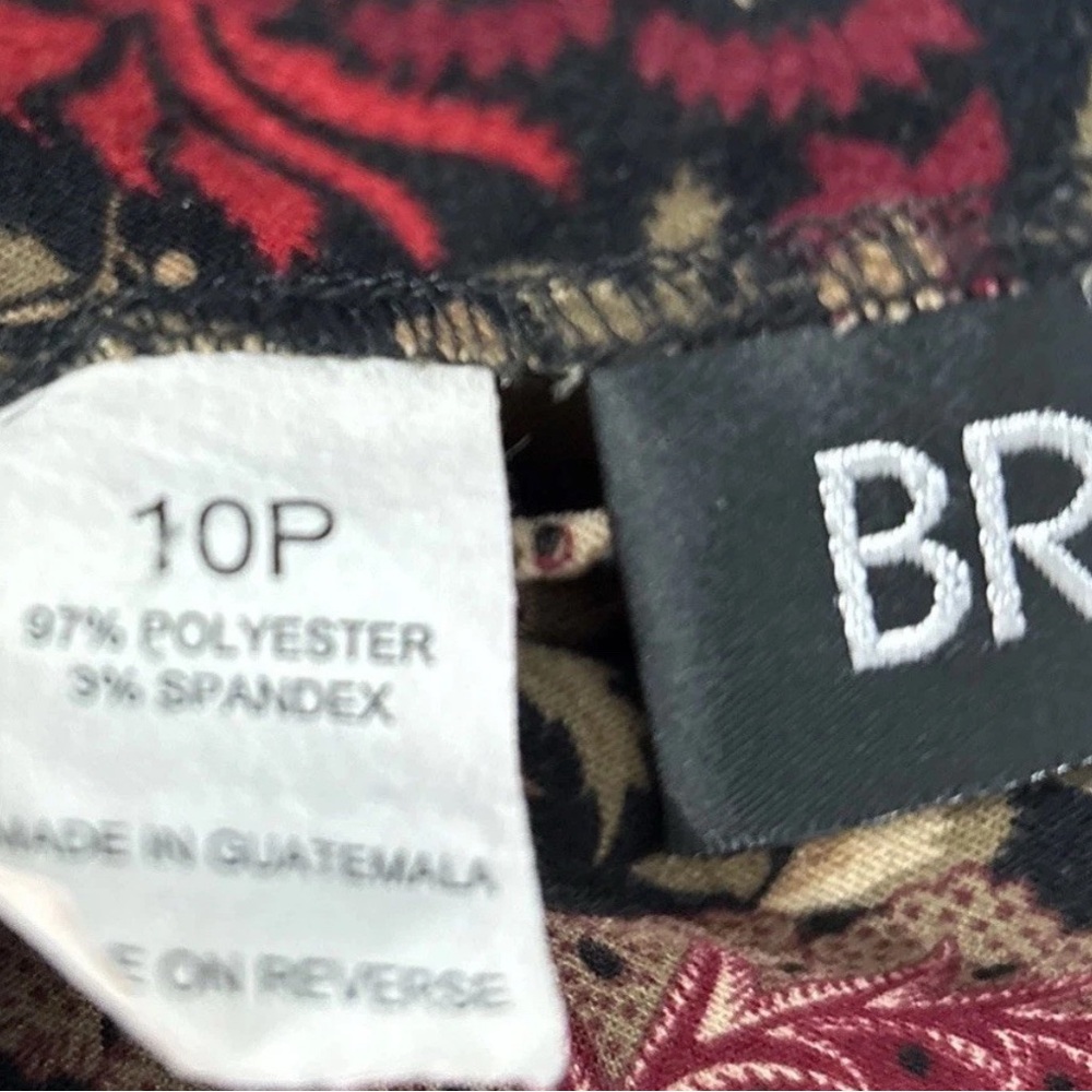Vintage Briggs New York Sz 10P Floral Paisley Midi Skirt Black Red Tan Boho Y2K - Picture 6 of 7